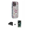 MARSİLYAN™- iPhone 15 Pro Max Kılıf Ahenk Modern Serisi - Siyah 360 Mat Full Body Arka Koruyucu + Gümüş Raze Metal Kamera Lens