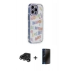 MARSİLYAN™- iPhone 15 Pro Max Kılıf Ahenk Modern Serisi - Siyah 3D Antistatik Hayalet Cam Ekran Koruyucu + Raze Metal Kamera Lens - TMGI