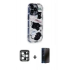 MARSİLYAN™- iPhone 15 Pro Max Kılıf Ahenk Modern Serisi - Siyah 3D Antistatik Hayalet Cam Ekran Koruyucu + PVD Metal Kamera Lens - LT
