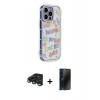MARSİLYAN™- iPhone 15 Pro Max Kılıf Ahenk Modern Serisi - Siyah 3D Antistatik Hayalet Cam Ekran Koruyucu + Raze Metal Kamera Lens - LT