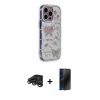 MARSİLYAN™- iPhone 15 Pro Max Kılıf Ahenk Modern Serisi - Siyah 3D Antistatik Hayalet Cam Ekran Koruyucu + Raze Metal Kamera Lens - TMGI