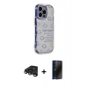 MARSİLYAN™- iPhone 15 Pro Max Kılıf Ahenk Modern Serisi - Siyah 3D Antistatik Hayalet Cam Ekran Koruyucu + Raze Metal Kamera Lens - TMGI