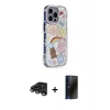 MARSİLYAN™- iPhone 15 Pro Max Kılıf Ahenk Modern Serisi - Siyah 3D Antistatik Hayalet Cam Ekran Koruyucu + Raze Metal Kamera Lens - TMGI