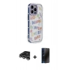 MARSİLYAN™- iPhone 15 Pro Max Kılıf Ahenk Modern Serisi - Siyah 3D Antistatik Hayalet Cam Ekran Koruyucu + Raze Metal Kamera Lens - GS
