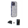 MARSİLYAN™- iPhone 15 Pro Max Kılıf Ahenk Modern Serisi - Siyah 3D Antistatik Hayalet Cam Ekran Koruyucu + Raze Metal Kamera Lens - LT