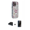 MARSİLYAN™- iPhone 15 Pro Max Kılıf Ahenk Modern Serisi - Siyah 3D Antistatik Hayalet Cam Ekran Koruyucu + Raze Metal Kamera Lens - LT