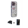 MARSİLYAN™- iPhone 15 Pro Max Kılıf Ahenk Modern Serisi - Siyah 3D Antistatik Hayalet Cam Ekran Koruyucu + Raze Metal Kamera Lens - LT