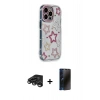 MARSİLYAN™- iPhone 15 Pro Max Kılıf Ahenk Modern Serisi - Siyah 3D Antistatik Hayalet Cam Ekran Koruyucu + Raze Metal Kamera Lens - TMGI