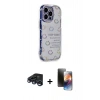 MARSİLYAN™- iPhone 15 Pro Max Kılıf Ahenk Modern Serisi - Siyah 3D Antistatik Mat Seramik Nano Ekran Koruyucu + Raze Metal Kamera Lens - LT