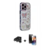 MARSİLYAN™- iPhone 15 Pro Max Kılıf Ahenk Modern Serisi - Siyah 3D Antistatik Mat Seramik Nano Ekran Koruyucu + Raze Metal Kamera Lens - GS