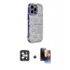 MARSİLYAN™- iPhone 15 Pro Max Kılıf Ahenk Modern Serisi - Siyah 3D Antistatik Mat Seramik Nano Ekran Koruyucu + Gri PVD Metal Kamera Lens