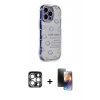 MARSİLYAN™- iPhone 15 Pro Max Kılıf Ahenk Modern Serisi - Siyah 3D Antistatik Mat Seramik Nano Ekran Koruyucu + PVD Metal Kamera Lens - GS