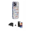MARSİLYAN™- iPhone 15 Pro Max Kılıf Ahenk Modern Serisi - Siyah 3D Antistatik Mat Seramik Nano Ekran Koruyucu + Raze Metal Kamera Lens - GS