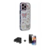 MARSİLYAN™- iPhone 15 Pro Max Kılıf Ahenk Modern Serisi - Siyah 3D Antistatik Mat Seramik Nano Ekran Koruyucu + Titanyum Gri Raze Metal Kamera Lens