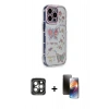 MARSİLYAN™- iPhone 15 Pro Max Kılıf Ahenk Modern Serisi - Siyah 3D Antistatik Mat Seramik Nano Ekran Koruyucu + Gri PVD Metal Kamera Lens