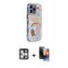 MARSİLYAN™- iPhone 15 Pro Max Kılıf Ahenk Modern Serisi - Siyah 3D Antistatik Mat Seramik Nano Ekran Koruyucu + PVD Metal Kamera Lens - GS