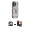 MARSİLYAN™- iPhone 15 Pro Max Kılıf Ahenk Modern Serisi - Siyah 3D Antistatik Mat Seramik Nano Ekran Koruyucu + Gri PVD Metal Kamera Lens