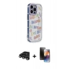 MARSİLYAN™- iPhone 15 Pro Max Kılıf Ahenk Modern Serisi - Siyah 3D Antistatik Mat Seramik Nano Ekran Koruyucu + Titanyum Gri Raze Metal Kamera Lens