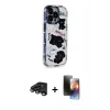 MARSİLYAN™- iPhone 15 Pro Max Kılıf Ahenk Modern Serisi - Siyah 3D Antistatik Mat Seramik Nano Ekran Koruyucu + Titanyum Gri Raze Metal Kamera Lens