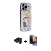 MARSİLYAN™- iPhone 15 Pro Max Kılıf Ahenk Modern Serisi - Siyah 3D Antistatik Mat Seramik Nano Ekran Koruyucu + Raze Metal Kamera Lens - LT