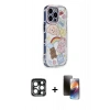 MARSİLYAN™- iPhone 15 Pro Max Kılıf Ahenk Modern Serisi - Siyah 3D Antistatik Mat Seramik Nano Ekran Koruyucu + PVD Metal Kamera Lens - LT