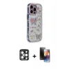 MARSİLYAN™- iPhone 15 Pro Max Kılıf Ahenk Modern Serisi - Siyah 3D Antistatik Mat Seramik Nano Ekran Koruyucu + PVD Metal Kamera Lens - LT