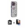 MARSİLYAN™- iPhone 15 Pro Max Kılıf Ahenk Modern Serisi - Siyah 3D Antistatik Mat Seramik Nano Ekran Koruyucu + PVD Metal Kamera Lens - TU