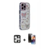 MARSİLYAN™- iPhone 15 Pro Max Kılıf Ahenk Modern Serisi - Siyah 3D Antistatik Mat Seramik Nano Ekran Koruyucu + PVD Metal Kamera Lens - GS