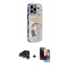 MARSİLYAN™- iPhone 15 Pro Max Kılıf Ahenk Modern Serisi - Siyah 3D Antistatik Mat Seramik Nano Ekran Koruyucu + Raze Metal Kamera Lens - GS