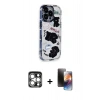 MARSİLYAN™- iPhone 15 Pro Max Kılıf Ahenk Modern Serisi - Siyah 3D Antistatik Mat Seramik Nano Ekran Koruyucu + PVD Metal Kamera Lens - GS