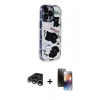 MARSİLYAN™- iPhone 15 Pro Max Kılıf Ahenk Modern Serisi - Siyah 3D Antistatik Mat Seramik Nano Ekran Koruyucu + Raze Metal Kamera Lens - GS