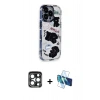 MARSİLYAN™- iPhone 15 Pro Max Kılıf Ahenk Modern Serisi - Siyah 3D Antistatik Seramik Nano Ekran Koruyucu + PVD Metal Kamera Lens - LT