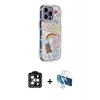 MARSİLYAN™- iPhone 15 Pro Max Kılıf Ahenk Modern Serisi - Siyah 3D Antistatik Seramik Nano Ekran Koruyucu + PVD Metal Kamera Lens - TU