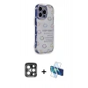 MARSİLYAN™- iPhone 15 Pro Max Kılıf Ahenk Modern Serisi - Siyah 3D Antistatik Seramik Nano Ekran Koruyucu + PVD Metal Kamera Lens - LT