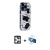 MARSİLYAN™- iPhone 15 Pro Max Kılıf Ahenk Modern Serisi - Siyah 3D Antistatik Seramik Nano Ekran Koruyucu + PVD Metal Kamera Lens - GS