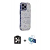 MARSİLYAN™- iPhone 15 Pro Max Kılıf Ahenk Modern Serisi - Siyah 3D Antistatik Seramik Nano Ekran Koruyucu + PVD Metal Kamera Lens - TU