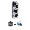 MARSİLYAN™- iPhone 15 Pro Max Kılıf Ahenk Modern Serisi - Siyah 3D Antistatik Seramik Nano Ekran Koruyucu + PVD Metal Kamera Lens - TU