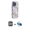 MARSİLYAN™- iPhone 15 Pro Max Kılıf Ahenk Modern Serisi - Siyah 3D Antistatik Seramik Nano Ekran Koruyucu + PVD Metal Kamera Lens - SH