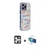 MARSİLYAN™- iPhone 15 Pro Max Kılıf Ahenk Modern Serisi - Siyah 3D Antistatik Seramik Nano Ekran Koruyucu + PVD Metal Kamera Lens - GS