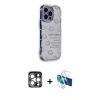 MARSİLYAN™- iPhone 15 Pro Max Kılıf Ahenk Modern Serisi - Siyah 3D Antistatik Seramik Nano Ekran Koruyucu + PVD Metal Kamera Lens - GS