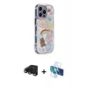 MARSİLYAN™- iPhone 15 Pro Max Kılıf Ahenk Modern Serisi - Siyah 3D Antistatik Seramik Nano Ekran Koruyucu + Siyah Raze Metal Kamera Lens