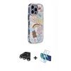 MARSİLYAN™- iPhone 15 Pro Max Kılıf Ahenk Modern Serisi - Siyah 3D Antistatik Seramik Nano Ekran Koruyucu + Raze Metal Kamera Lens - GS