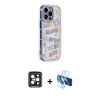 MARSİLYAN™- iPhone 15 Pro Max Kılıf Ahenk Modern Serisi - Siyah 3D Antistatik Seramik Nano Ekran Koruyucu + PVD Metal Kamera Lens - SH