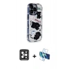 MARSİLYAN™- iPhone 15 Pro Max Kılıf Ahenk Modern Serisi - Siyah 3D Antistatik Seramik Nano Ekran Koruyucu + PVD Metal Kamera Lens - SH