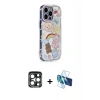 MARSİLYAN™- iPhone 15 Pro Max Kılıf Ahenk Modern Serisi - Siyah 3D Antistatik Seramik Nano Ekran Koruyucu + PVD Metal Kamera Lens - LT