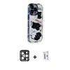 MARSİLYAN™- iPhone 15 Pro Max Kılıf Ahenk Modern Serisi - Siyah Bilvis 0.18mm Plus Cam Ekran Koruyucu + PVD Metal Kamera Lens - LT