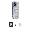 MARSİLYAN™- iPhone 15 Pro Max Kılıf Ahenk Modern Serisi - Siyah Bilvis 0.18mm Plus Cam Ekran Koruyucu + PVD Metal Kamera Lens - SH