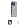 MARSİLYAN™- iPhone 15 Pro Max Kılıf Ahenk Modern Serisi - Siyah Bilvis 0.18mm Plus Cam Ekran Koruyucu + PVD Metal Kamera Lens - LT