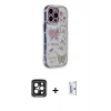 MARSİLYAN™- iPhone 15 Pro Max Kılıf Ahenk Modern Serisi - Siyah Bilvis 0.18mm Plus Cam Ekran Koruyucu + PVD Metal Kamera Lens - SH