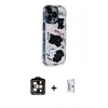 MARSİLYAN™- iPhone 15 Pro Max Kılıf Ahenk Modern Serisi - Siyah Bilvis 0.18mm Plus Cam Ekran Koruyucu + Turuncu PVD Metal Kamera Lens